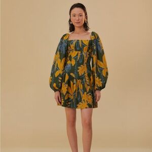 Farm Rio green foliage mini dress NWT